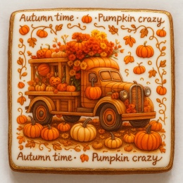 Ciastko lukrowane PUMPKIN EXPERIENCES roz.S KWADRAT JESIEŃ ręcznie robione