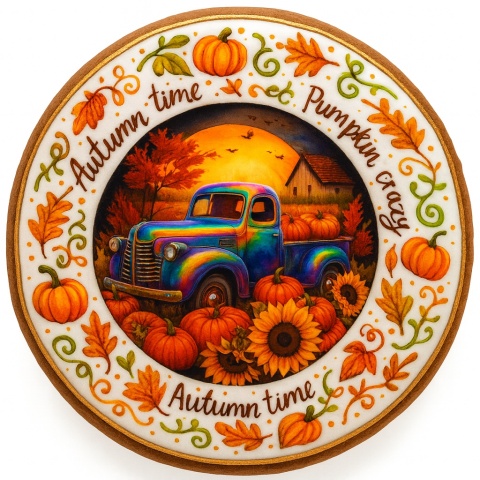 Ciastko lukrowane RAINBOW AUTUMN roz.L KOŁO No.1 JESIEŃ ręcznie robione Ciastko lukrowane RAINBOW AUTUMN roz.L KOŁO No.1 JESIEŃ ręcznie robione