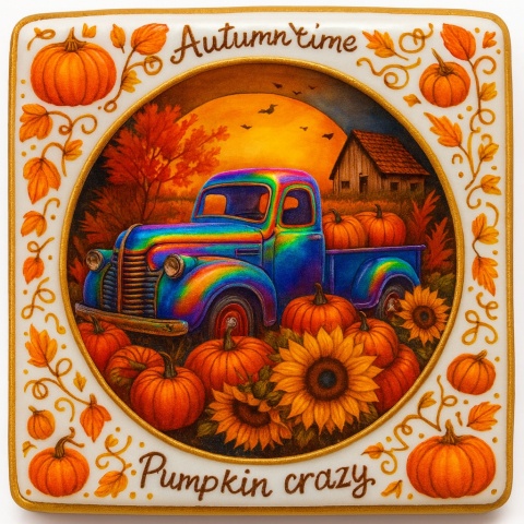 Ciastko lukrowane RAINBOW AUTUMN roz.L KWADRAT JESIEŃ ręcznie robione Ciastko lukrowane RAINBOW AUTUMN roz.L KWADRAT JESIEŃ ręcznie robione