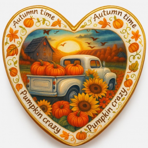 Ciastko lukrowane SUN PUMPKIN roz.S SERCE JESIEŃ ręcznie robione Ciastko lukrowane SUN PUMPKIN roz.S SERCE JESIEŃ ręcznie robione
