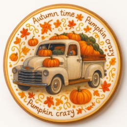 Ciastko lukrowane WHITE PERL PUMPKIN roz.M KOŁO JESIEŃ ręcznie robione