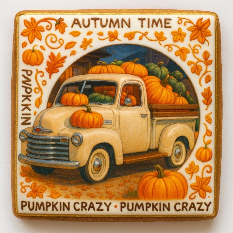 Ciastko lukrowane WHITE PERL PUMPKIN roz.S POZIOM JESIEŃ ręcznie robione Ciastko lukrowane WHITE PERL PUMPKIN roz.S POZIOM JESIEŃ ręcznie robione