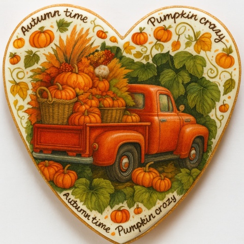 Ciastko lukrowane AUTUMN ABUNDANCE roz.M SERCE ręcznie robione Ciastko lukrowane AUTUMN ABUNDANCE roz.M SERCE ręcznie robione