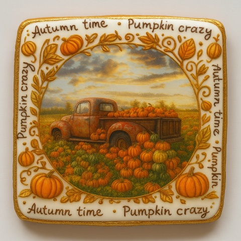 Ciastko lukrowane AUTUMN PEACE roz.L POZIOM ręcznie robione Ciastko lukrowane AUTUMN PEACE roz.L POZIOM ręcznie robione