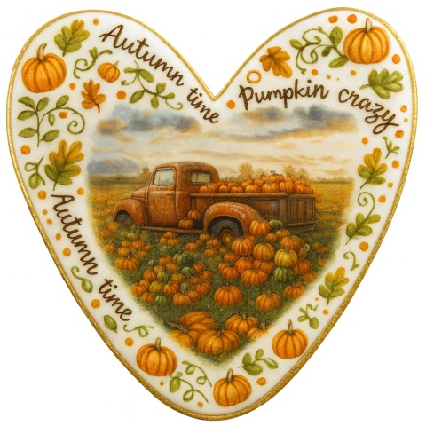 Ciastko lukrowane  AUTUMN N PEACE roz.L SERCE ręcznie robione