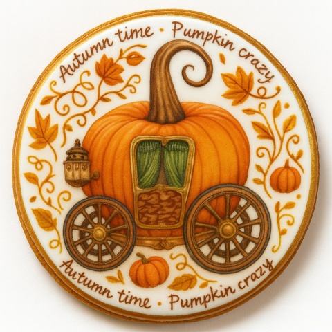 Ciastko lukrowane PUMPKIN CARRIAGE ORANGE roz.XL KOŁO No.1ręcznie robione Ciastko lukrowane PUMPKIN CARRIAGE ORANGE roz.XL KOŁO No.1ręcznie robione