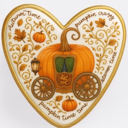 Ciastko lukrowane PUMPKIN CARRIAGE ORANGE roz.L SERCE JESIEŃ ręcznie robione