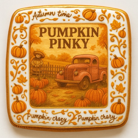 Ciastko lukrowane PUMPKIN CURIOSITY roz.L KWADRAT JESIEŃ ręcznie robione Ciastko lukrowane PUMPKIN CURIOSITY roz.L KWADRAT JESIEŃ ręcznie robione