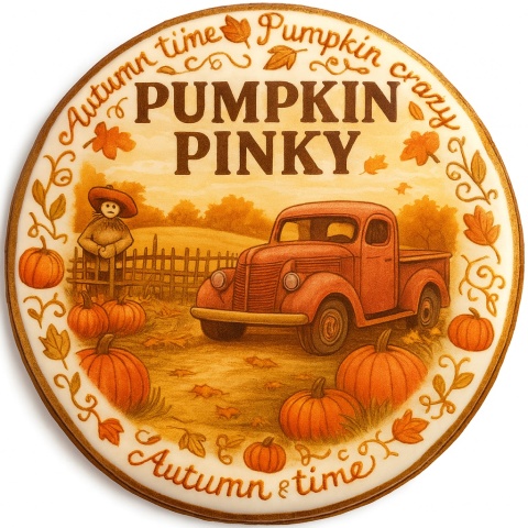 Ciastko lukrowane PUMPKIN CURIOSITY roz.L KOŁO JESIEŃ ręcznie robione Ciastko lukrowane PUMPKIN CURIOSITY roz.L KOŁO JESIEŃ ręcznie robione
