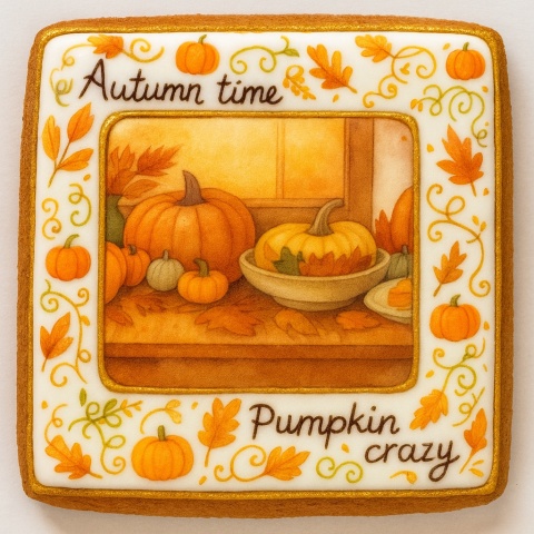 Ciastko lukrowane PUMPKIN MENU roz.S POZIOM ręcznie robione Ciastko lukrowane PUMPKIN MENU roz.S POZIOM ręcznie robione