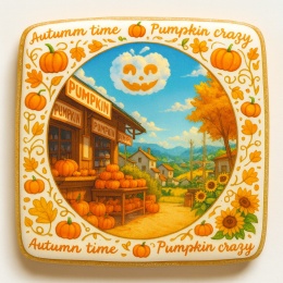 Ciastko lukrowane PUMPKIN WEATHER roz.XL  KWADRAT AT ręcznie robione