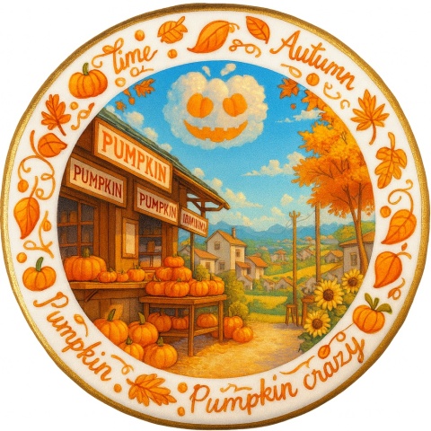 Ciastko lukrowane PUMPKIN WEATHER roz.L KOŁO ręcznie robione Ciastko lukrowane PUMPKIN WEATHER roz.L KOŁO ręcznie robione