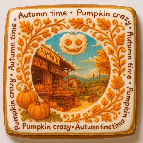 Ciastko lukrowane PUMPKIN WEATHER roz.S PION ręcznie robione Ciastko lukrowane PUMPKIN WEATHER roz.S PION ręcznie robione