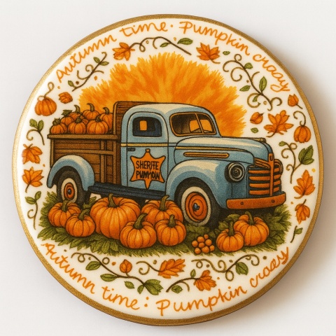 Ciastko lukrowane SHERIFF PUMPKIN roz.S KOŁO ręcznie robione Ciastko lukrowane SHERIFF PUMPKIN roz.S KOŁO ręcznie robione