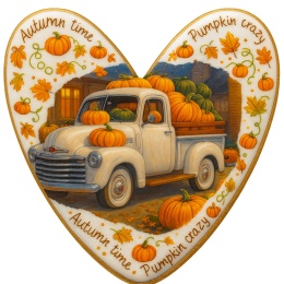 Ciastko lukrowane WHITE PERL PUMPKIN roz.M SERCE JESIEŃ ręcznie robione