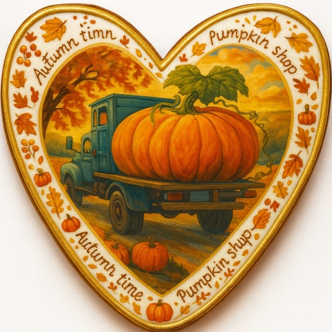 Ciastko lukrowane BIG PUMPKIN TIR roz.L SERCE ręcznie robione Ciastko lukrowane BIG PUMPKIN TIR roz.L SERCE ręcznie robione