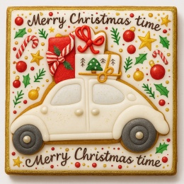 Ciastko lukrowane GARBUS PRESENTS WHITE roz.S  KWADRAT AT ręcznie robione