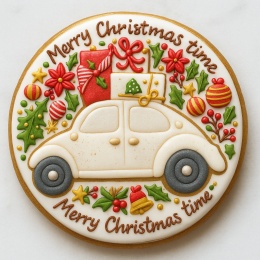 Ciastko lukrowane GARBUS PRESENTS WHITE roz.S KOŁO ręcznie robione