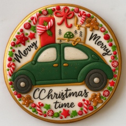 Ciastko lukrowane GARBUS PRESENTS GREEN roz.S KOŁO ręcznie robione