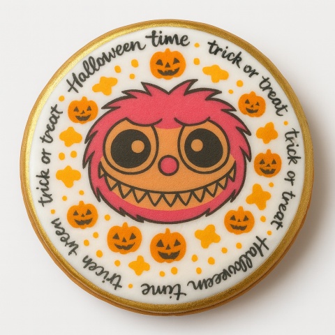 Ciastko lukrowane HALLOWEEN No.3 roz.L KOŁO ręcznie robione