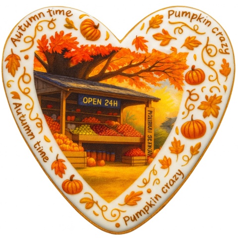 Ciastko lukrowane PUMPKIN AUTUMN SHOP roz.L SERCE ręcznie robione Ciastko lukrowane PUMPKIN AUTUMN SHOP roz.L SERCE ręcznie robione