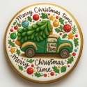 Ciastko lukrowane Pickup z choinką GREEN No7 roz.XL KOŁO ręcznie robione
