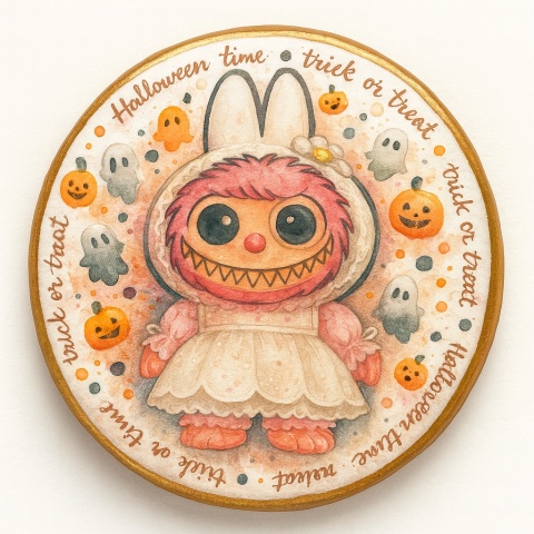 Ciastko lukrowane HALLOWEEN No.11 roz.XL KOŁO ręcznie robione