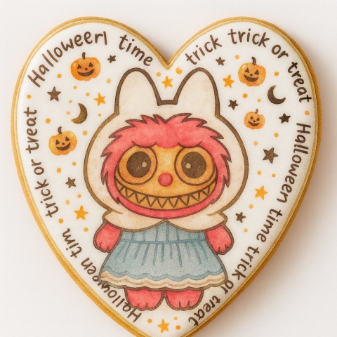 Ciastko lukrowane HALLOWEEN No.12 roz.XL SERCE ręcznie robione Ciastko lukrowane HALLOWEEN No.12 roz.XL SERCE ręcznie robione