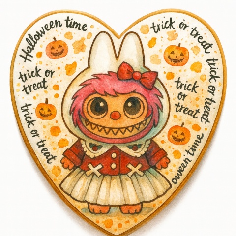 Ciastko lukrowane HALLOWEEN No.13 roz.XL SERCE ręcznie robione Ciastko lukrowane HALLOWEEN No.13 roz.XL SERCE ręcznie robione