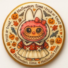 Ciastko lukrowane HALLOWEEN No.13 roz.XL KOŁO ręcznie robione