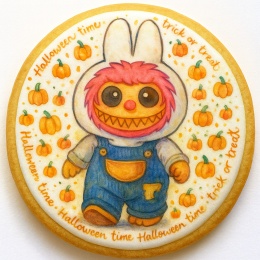 Ciastko lukrowane HALLOWEEN No.14 roz.XL KOŁO ręcznie robione