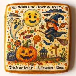 Ciastko lukrowane HALLOWEEN No.16A roz.M  KWADRAT AT ręcznie robione