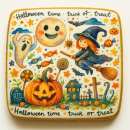 Ciastko lukrowane HALLOWEEN No.16 roz.M  KWADRAT AT ręcznie robione