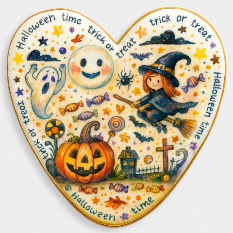 Ciastko lukrowane HALLOWEEN No.16 roz.XL SERCE ręcznie robione Ciastko lukrowane HALLOWEEN No.16 roz.XL SERCE ręcznie robione