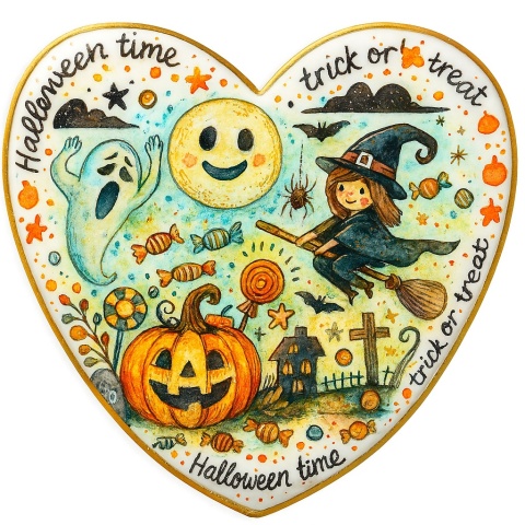 Ciastko lukrowane HALLOWEEN No.16A roz.XL SERCE ręcznie robione