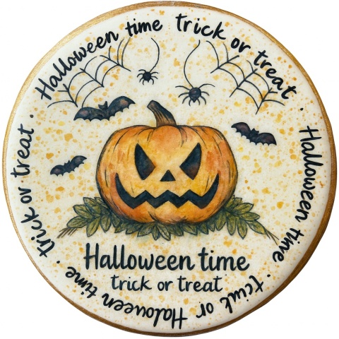 Ciastko lukrowane HALLOWEEN No.17 roz.L KOŁO ręcznie robione