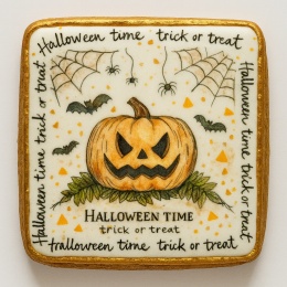 Ciastko lukrowane HALLOWEEN No.17 roz.M   KWADRAT AT ręcznie robione