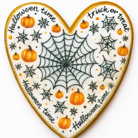 Ciastko lukrowane HALLOWEEN No.18 roz.S SERCE ręcznie robione Ciastko lukrowane HALLOWEEN No.18 roz.S SERCE ręcznie robione