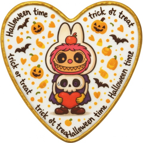 Ciastko lukrowane HALLOWEEN No.4 roz.M SERCE ręcznie robione