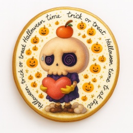 Ciastko lukrowane HALLOWEEN No.6 roz.XL KOŁO ręcznie robione