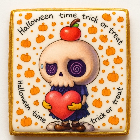 Ciastko lukrowane HALLOWEEN No.6 roz.L KWADRAT ATręcznie robione Ciastko lukrowane HALLOWEEN No.6 roz.L KWADRAT ATręcznie robione