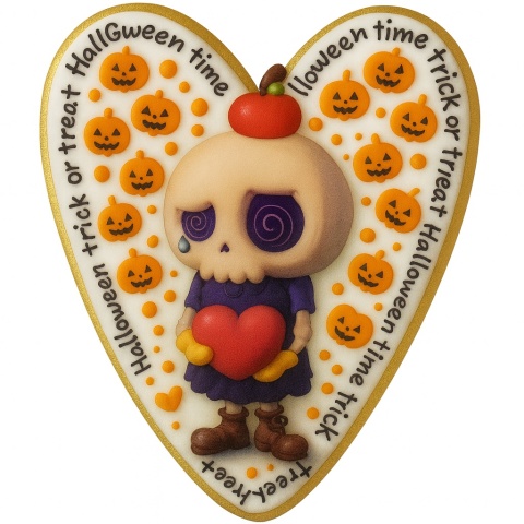 Ciastko lukrowane HALLOWEEN No.6 roz.L SERCE ręcznie robione