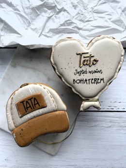 Ciastko zestaw serce balon i czapka TATA w pudełku