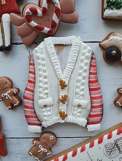 Pierniczek świąteczny sweterek Pani Mikołajowej Pierniczek świąteczny sweterek Pani Mikołajowej