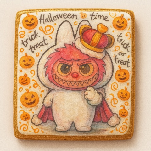 Ciastko lukrowane HALLOWEEN No.18 roz.XL  KWADRAT AT ręcznie robione