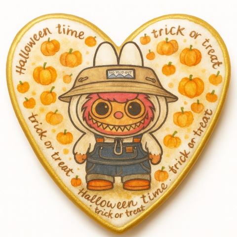 Ciastko lukrowane HALLOWEEN No.17 roz.M SERCE ręcznie robione