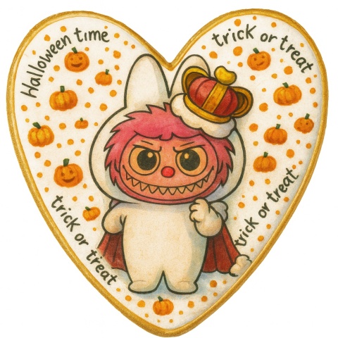 Ciastko lukrowane HALLOWEEN No.18 roz.S SERCE ręcznie robione