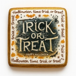 Ciastko lukrowane HALLOWEEN No.19 roz.M KWADRAT ręcznie robione