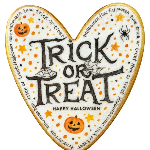Ciastko lukrowane HALLOWEEN No.19 roz.L SERCE ręcznie robione Ciastko lukrowane HALLOWEEN No.19 roz.L SERCE ręcznie robione