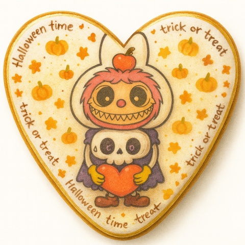 Ciastko lukrowane HALLOWEEN No.20 roz.L SERCE ręcznie robione